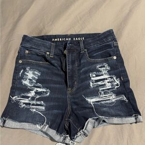 American Eagle Outfitters Women's Distressed Denim High Waisted Shorts
